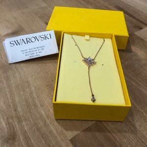 Swarovski Y Drop Pendant Necklace | Rose Gold